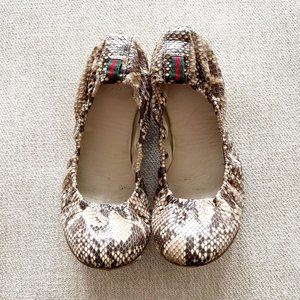 Gucci Snakeskin Stretch Ballet Flat, Sz 6